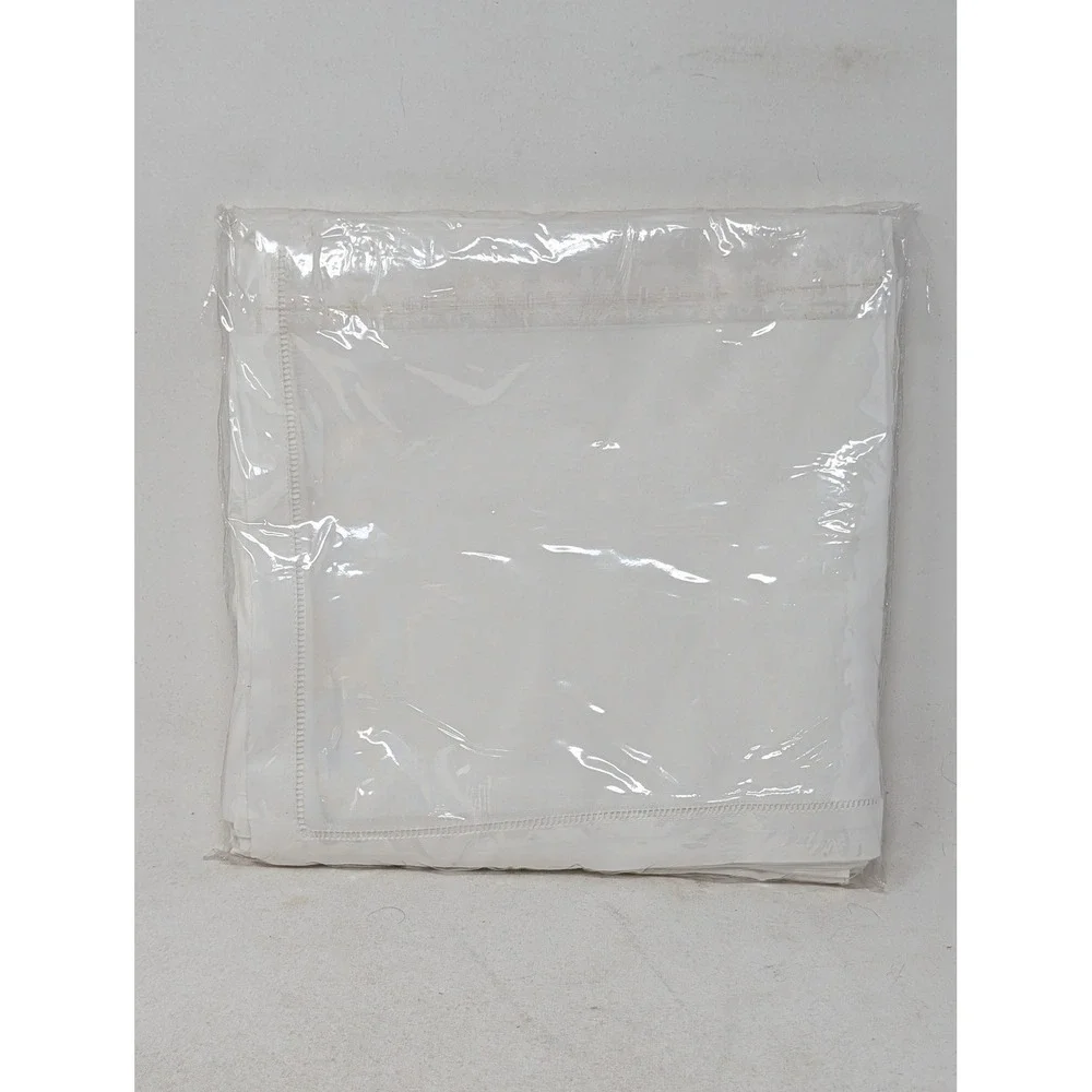 Linea Casa 12 Pack White Linen Cotton Dinner Napkins 20x20 Hand Drawn Hemstitch